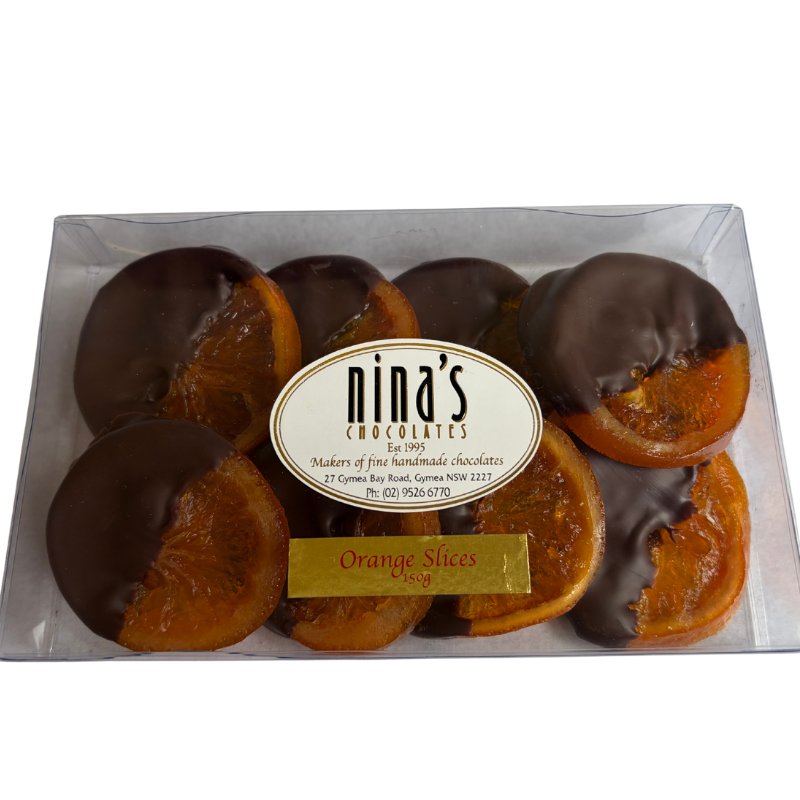 Glace Orange Slices dipped in Belgian Dark Chocolate 150g – Nina's