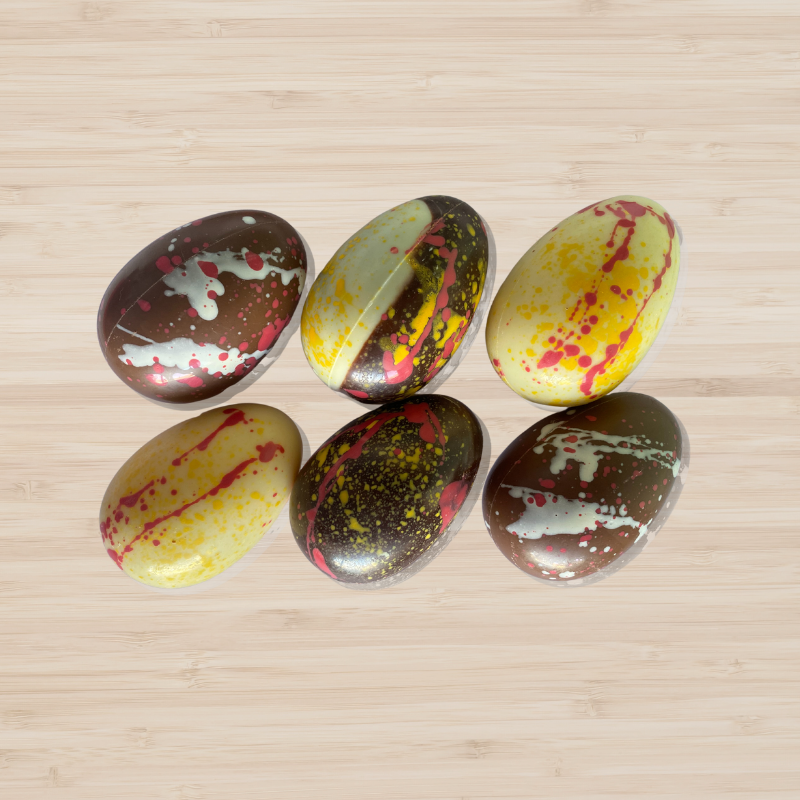 Easter 6 Spun Painted Hen Eggs in Egg Carton 140g