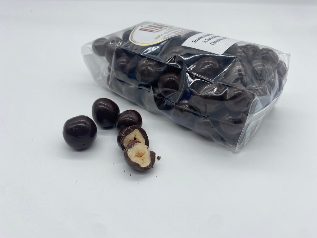Roasted Hazelnuts in Dark Belgian Chocolate 250g